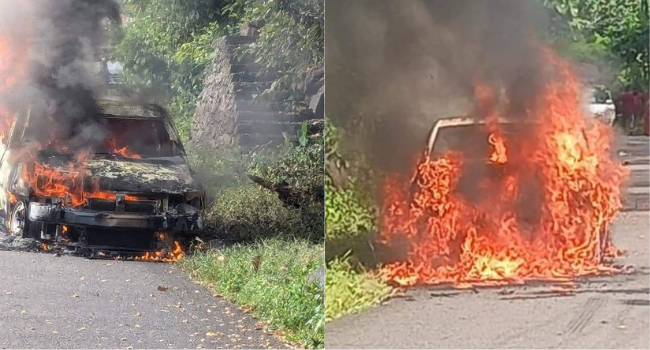 വെച്ചൂച്ചിറയിൽ ഓടിക്കൊണ്ടിരുന്ന കാറിന് തീപിടിച്ചു