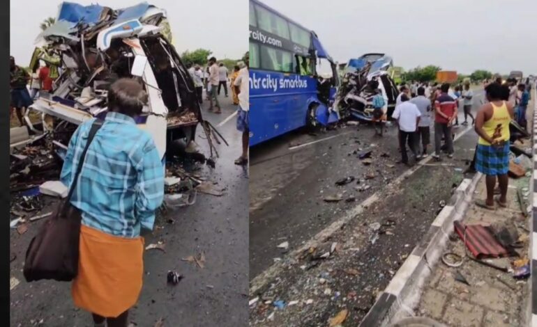 തമിഴ്നാട്ടിലെ കരൂരിൽ ബസ്  അപകടം: 4 മരണം നിരവധി പേർക്ക് പരിക്ക്
