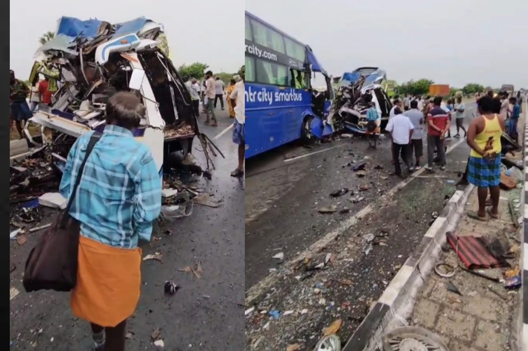 തമിഴ്നാട്ടിലെ കരൂരിൽ ബസ്  അപകടം: 4 മരണം നിരവധി പേർക്ക് പരിക്ക്