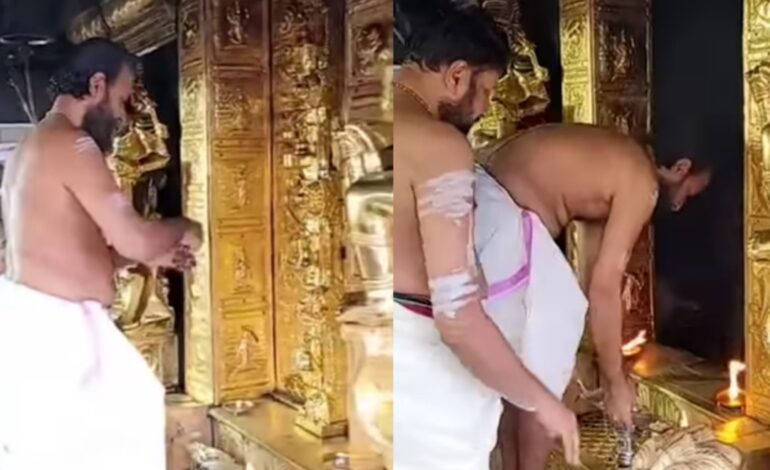 ശബരിമല നട തുറന്നു, സന്നിധാനത്ത് അതിശക്തമായ മഴ.