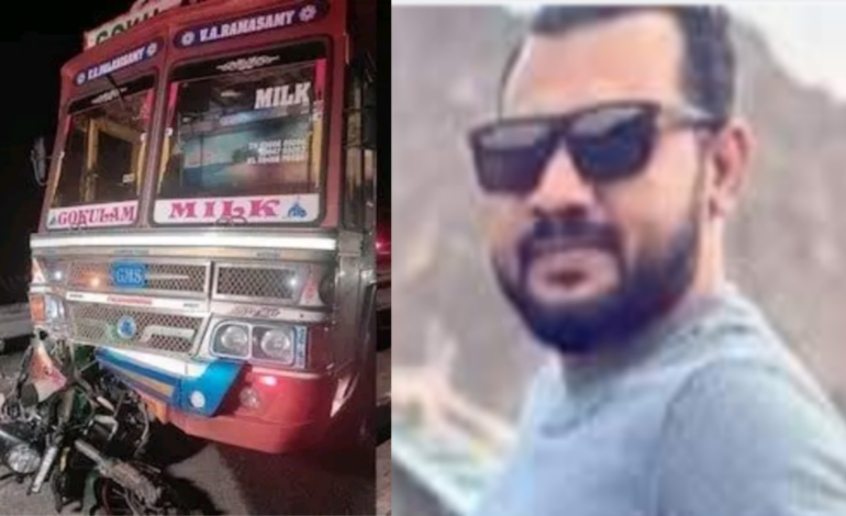 ബൈക്കിൽനിന്ന് ഹെൽമറ്റ് റോഡിലേക്ക് വീണു, ബ്രേക്കിട്ടപ്പോൾ പിന്നിൽനിന്ന് ലോറി ഇടിച്ചു; ദമ്പതികൾക്ക് ദാരുണാന്ത്യം