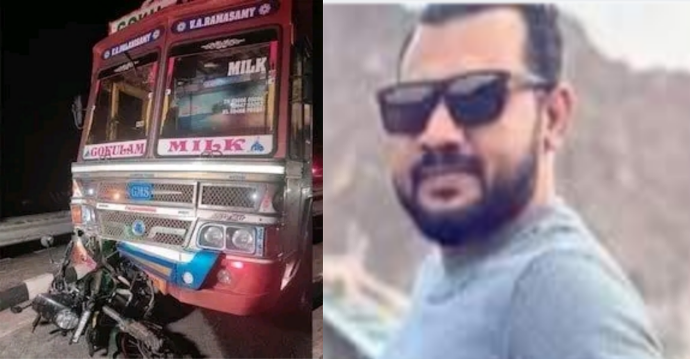 ബൈക്കിൽനിന്ന് ഹെൽമറ്റ് റോഡിലേക്ക് വീണു, ബ്രേക്കിട്ടപ്പോൾ പിന്നിൽനിന്ന് ലോറി ഇടിച്ചു; ദമ്പതികൾക്ക് ദാരുണാന്ത്യം