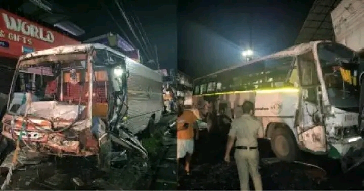 കുന്നംകുളത്ത് കെഎസ്ആർടിസി ബസും ലോറിയും കൂട്ടിയിടിച്ച് അപകടം