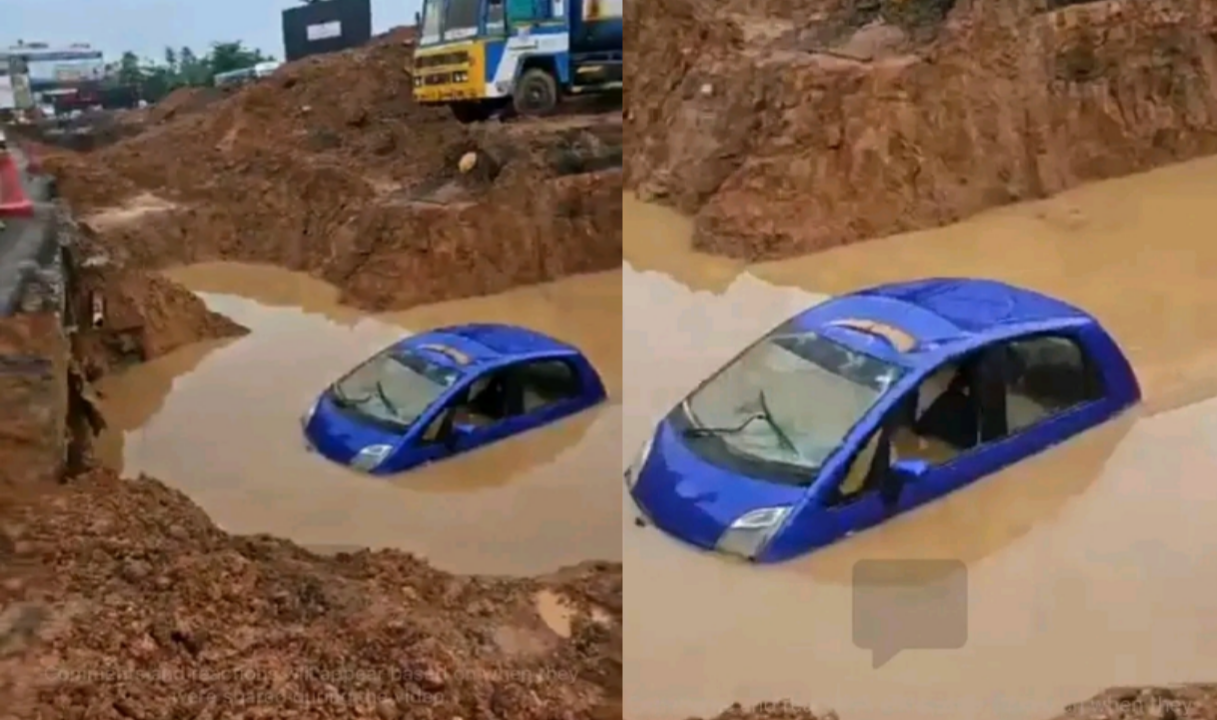 മുരിങ്ങൂരിൽ കാർ നിയന്ത്രണം വിട്ട് വെള്ള കുഴിയിലേക്ക് വീണു