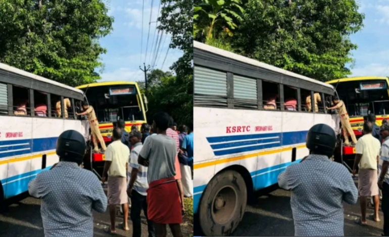 തിരുവനന്തപുരത്ത് കെ എസ് ആർ ടി സി ബസുകൾ തമ്മിൽ കൂട്ടിയിടിച്ചു: 11 പേർക്ക് പരുക്ക്