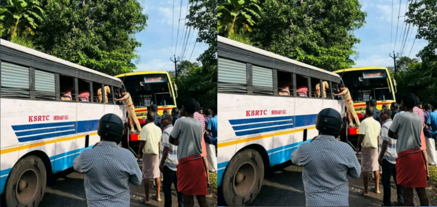തിരുവനന്തപുരത്ത് കെ എസ് ആർ ടി സി ബസുകൾ തമ്മിൽ കൂട്ടിയിടിച്ചു: 11 പേർക്ക് പരുക്ക്