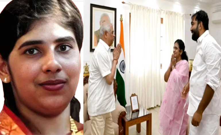 നിമിഷ പ്രിയയുടെ മോചനം: ചാണ്ടി ഉമ്മൻ  അമ്മ മറിയാമ്മ ഉമ്മനും ഗവർണറെ കണ്ടു