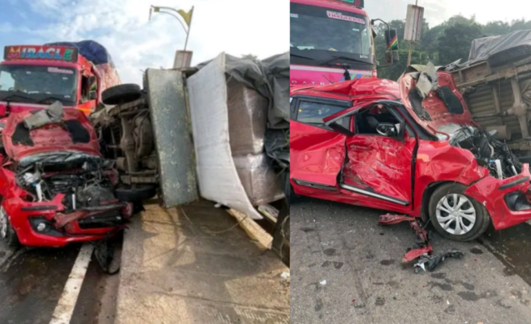 ലോറിയുടെ ബ്രേക്ക് നഷ്ടപ്പെട്ടു: വളാഞ്ചേരി ദേശീയ പാതയിൽ നാല്   വാഹനങ്ങൾ കൂട്ടിയിടിച്ചു