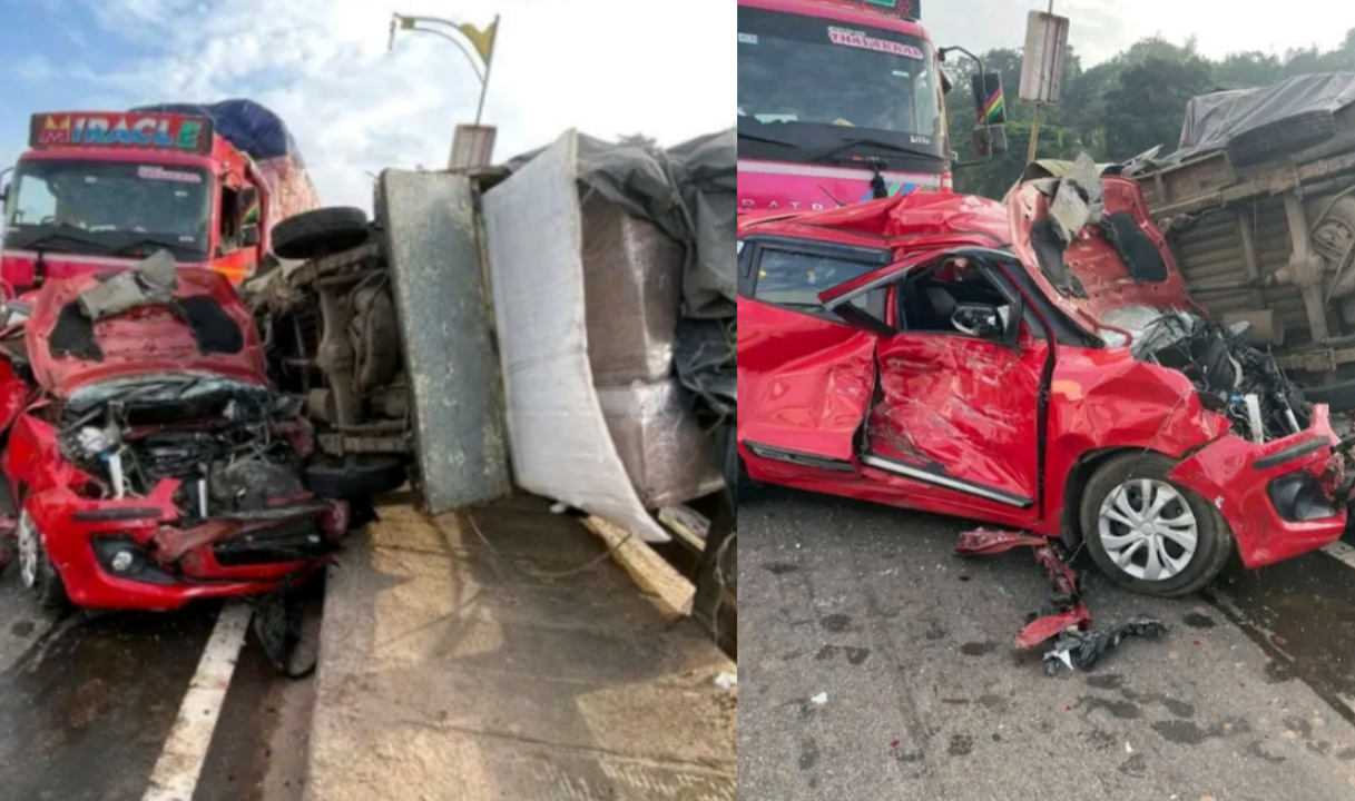 ലോറിയുടെ ബ്രേക്ക് നഷ്ടപ്പെട്ടു: വളാഞ്ചേരി ദേശീയ പാതയിൽ നാല്   വാഹനങ്ങൾ കൂട്ടിയിടിച്ചു