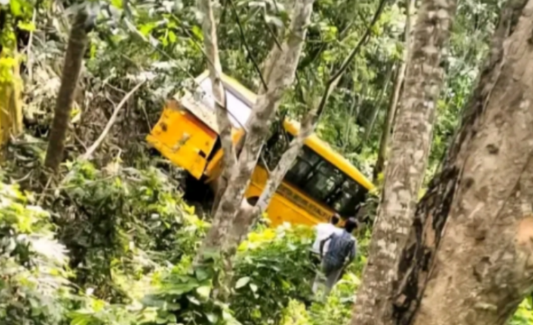 നിലമേൽ സ്കൂൾബസ് മറിഞ്ഞു :ഡ്രൈവർ അടക്കം 24 പേർക്ക് പരുക്ക്