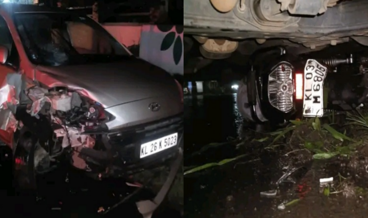 പന്തളത്ത് നിയന്ത്രണം വിട്ട് കാർ ബൈക്കിലേക്ക് ഇടിച്ചുകയറി:ഒരാൾക്ക് ദാരുണാന്ത്യം