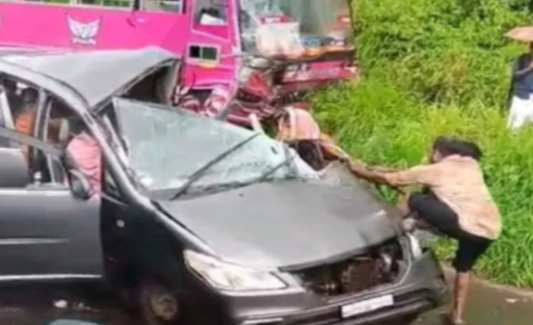 കാറും ബസ്സും കൂട്ടിയിടിച്ചു :തലശ്ശേരിയിൽ ഒരാൾക്ക് ദാരുണാന്ത്യം