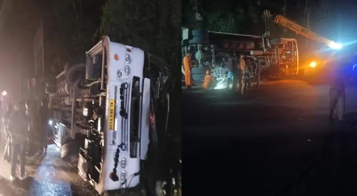 കോട്ടയത്ത് സ്കൂൾ വിനോദയാത്ര സംഘത്തിന്റെ ബസ് അപകടത്തിൽപ്പെട്ടു:നിരവധിപേർക്ക് പരുക്ക്