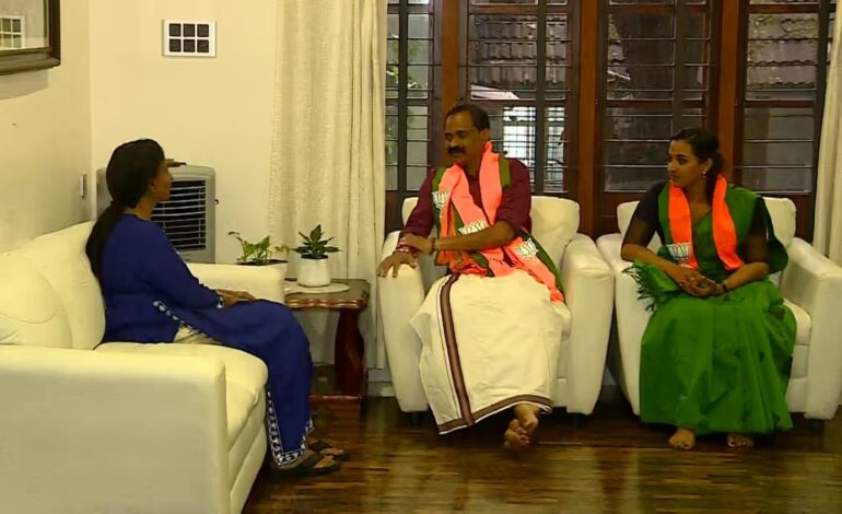 ശ്രീലേഖയെ വിട്ടിലെത്തി കണ്ട്  വിവി രാജേഷ്