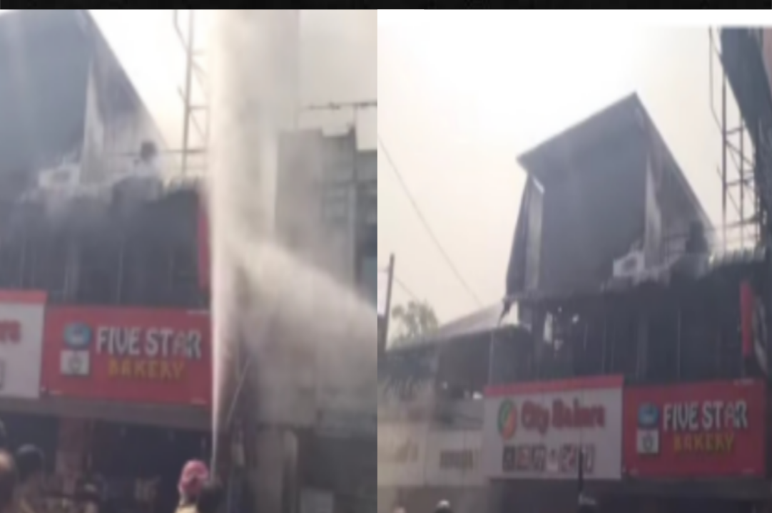 ചേർത്തലയിൽ  ഫൈവ് സ്റ്റാർ ബേക്കറിയിൽ അഗ്നിബാധ