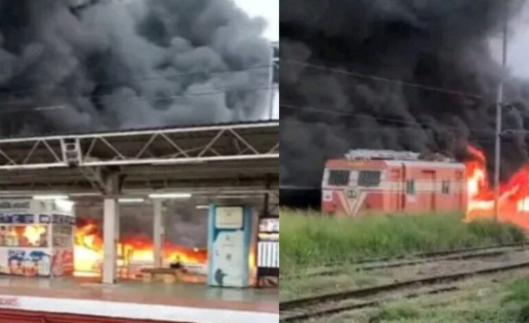 റെയില്‍വേ സ്റ്റേഷനിലെ പാര്‍ക്കിംഗ് പ്രദേശത്തുണ്ടായ തീപിടിത്തം: സ്റ്റേഷന്‍ മാസ്റ്റര്‍ക്ക് കോര്‍പറേഷന്‍ നോട്ടീസ്