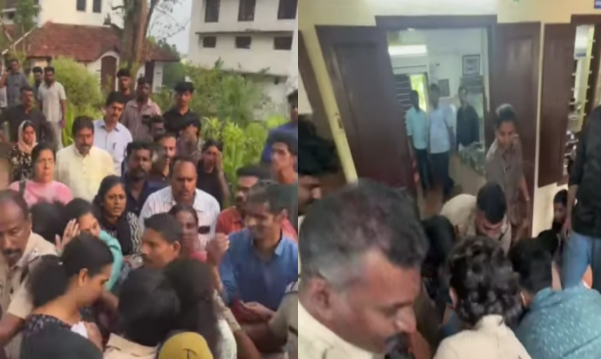 പുറത്താക്കിയ വിദ്യാർത്ഥികളെ തിരിച്ചെടുത്തില്ല :യു.ഡി. കോളേജിൽ സംഘർഷം:പ്രിൻസിപ്പലിനു നേരെ  കരി ഓയിൽ ഒഴിച്ചു