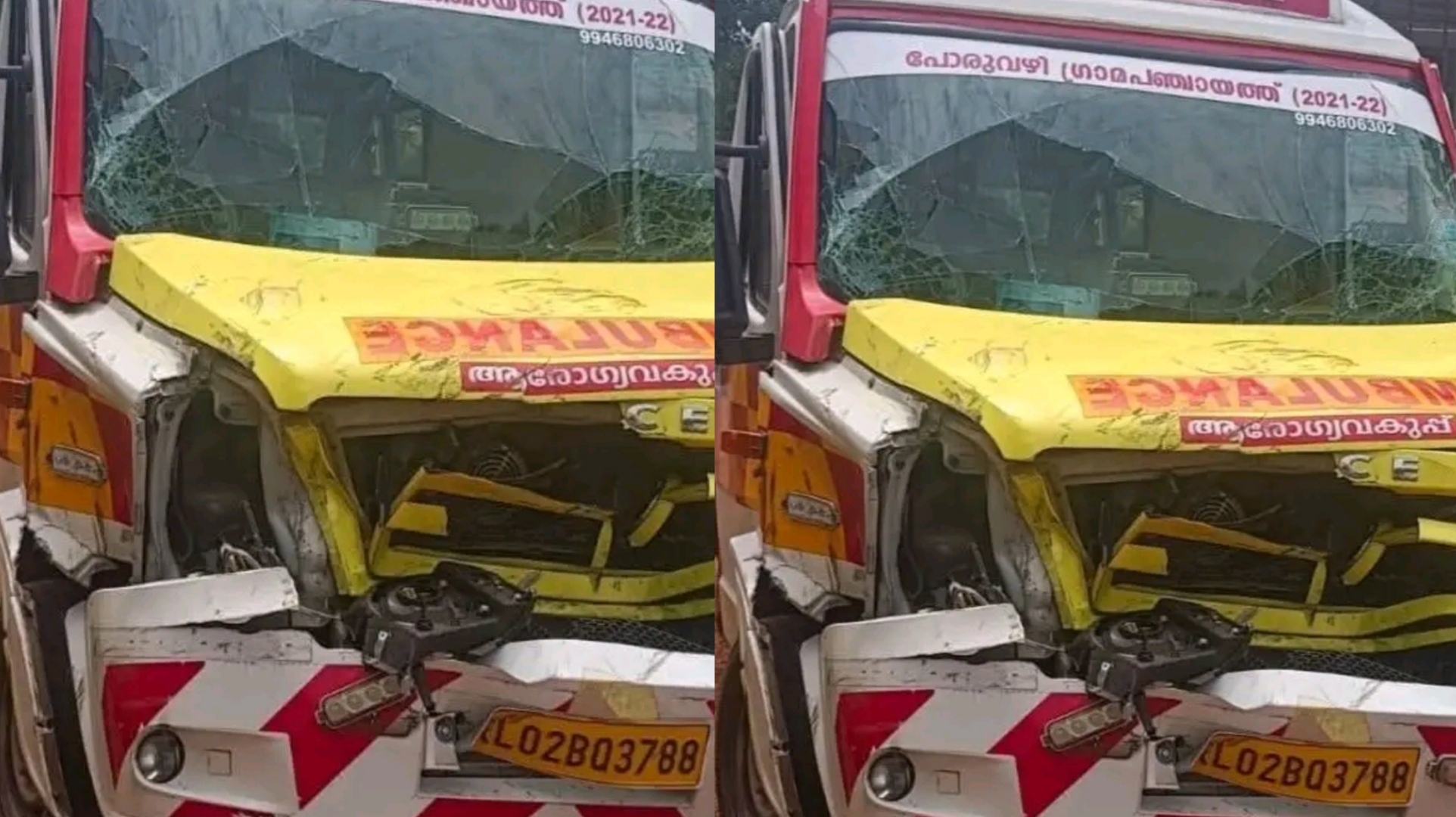 ആംബുലൻസ്-ടോറസ് ലോറിയുമായി കൂട്ടിയിടിച്ചു; ഡ്രൈവർക്ക് പരിക്ക്, രോഗിയും ആശുപത്രിയിൽ